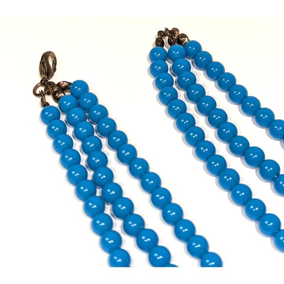 Chunky Statement Multi Strand Turquoise Blue Necklace - Picture 5 of 6